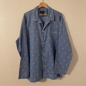 Polo Ralph Lauren Pajama Shirt Top Mens Size Large Blue Allover Pony